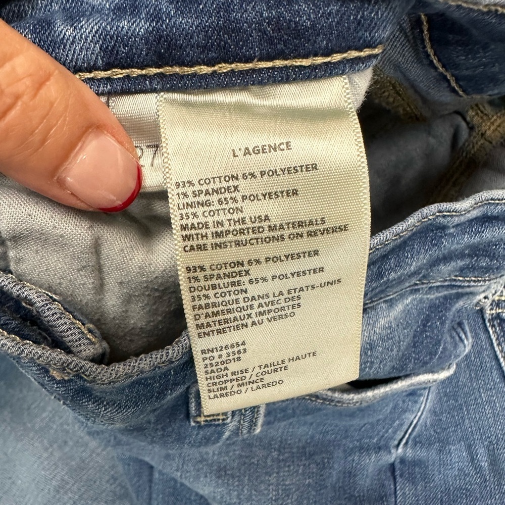 L’AGENCE High Rise Cropped Jeans Size 27 - Picture 6 of 11